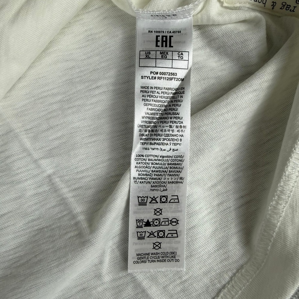 Rag & Bone Classic Lightweight Slub Jersey Tee T-Shirt Mens XL White $98 New NWT - Picture 4 of 6